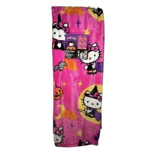 Hello Kitty Halloween Plush Throw Blanket Pink Witch Costume 50 x 70 New